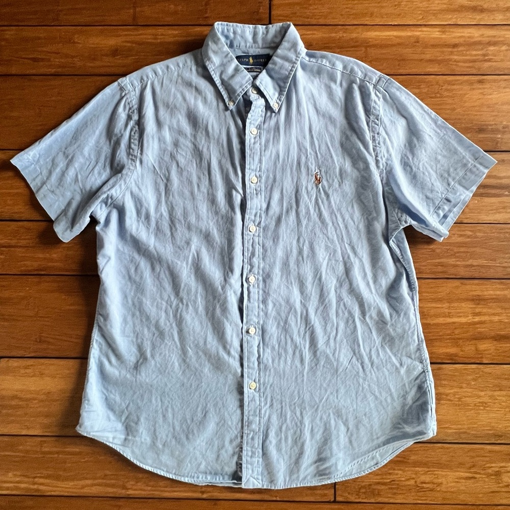 Ralph Lauren Men's Light Blue Casual Shirt Slim Fit Chambray Oxford XL